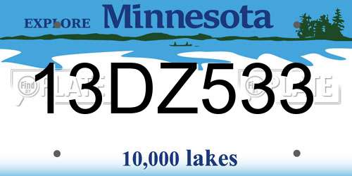 13DZ533 Minnesota License Plate