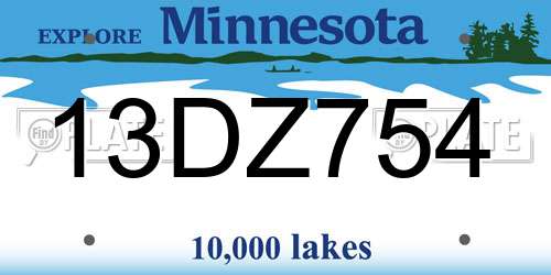 13DZ754 Minnesota License Plate