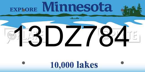 13DZ784 Minnesota License Plate