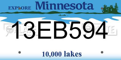 13EB594 Minnesota License Plate