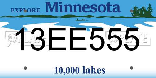 13EE555 Minnesota License Plate