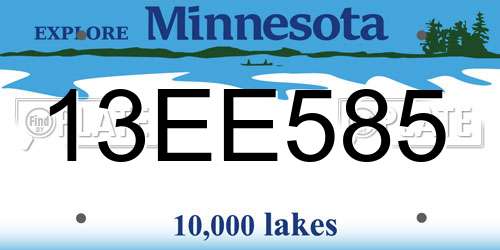 13EE585 Minnesota License Plate