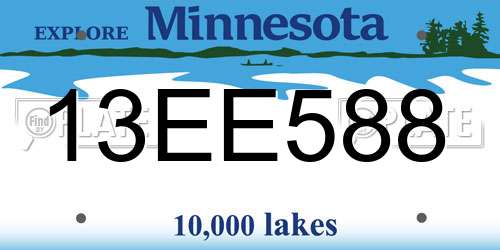 13EE588 Minnesota License Plate