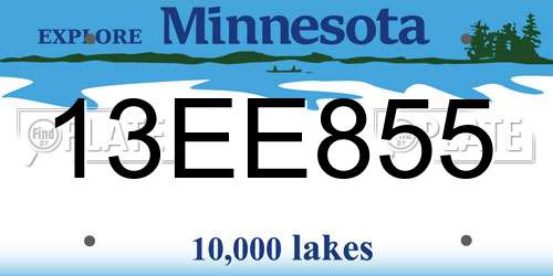 13EE855 Minnesota License Plate