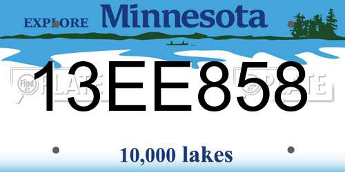 13EE858 Minnesota License Plate