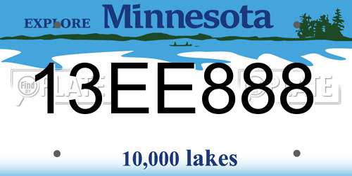 13EE888 Minnesota License Plate