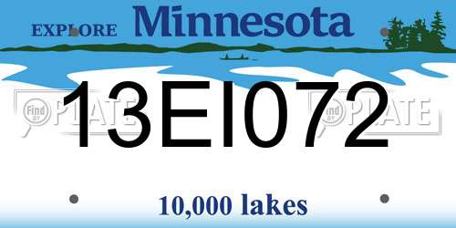 13EI072 Minnesota License Plate