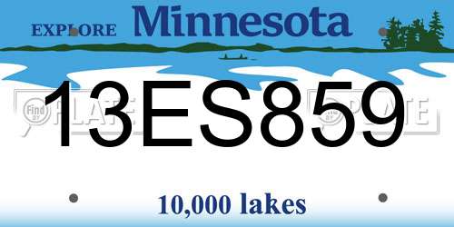 13ES859 Minnesota License Plate