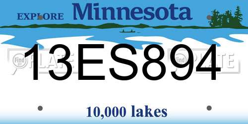 13ES894 Minnesota License Plate