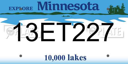 13ET227 Minnesota License Plate