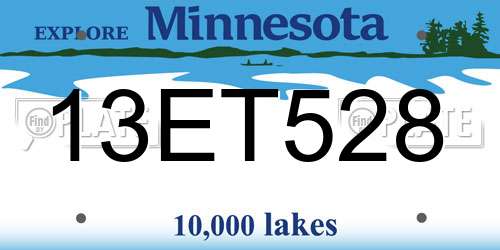 13ET528 Minnesota License Plate
