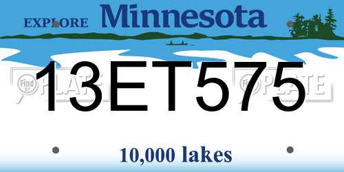 13ET575 Minnesota License Plate