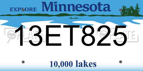 13ET825 Minnesota License Plate