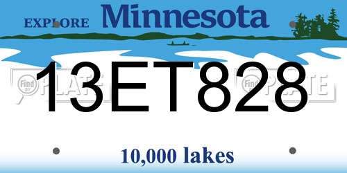 13ET828 Minnesota License Plate