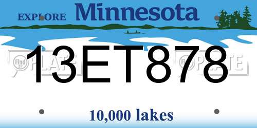 13ET878 Minnesota License Plate