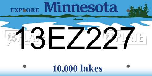 13EZ227 Minnesota License Plate