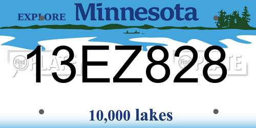 13EZ828 Minnesota License Plate