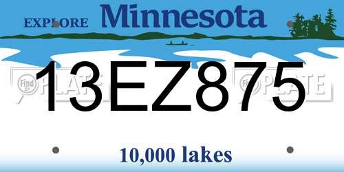 13EZ875 Minnesota License Plate