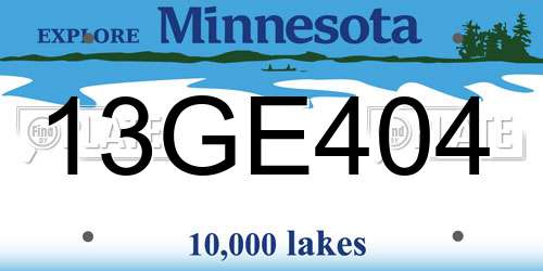 13GE404 Minnesota License Plate