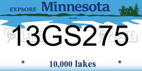 13GS275 Minnesota License Plate