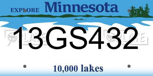 13GS432 Minnesota License Plate