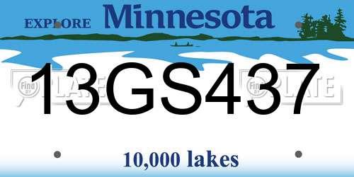 13GS437 Minnesota License Plate