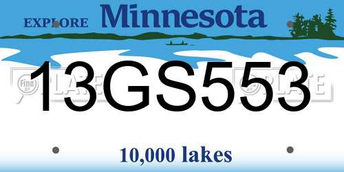 13GS553 Minnesota License Plate