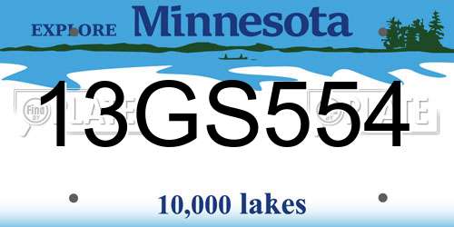 13GS554 Minnesota License Plate