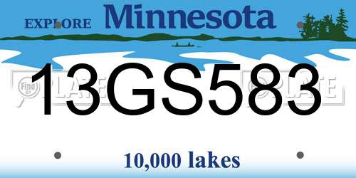 13GS583 Minnesota License Plate
