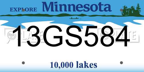 13GS584 Minnesota License Plate