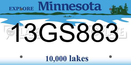 13GS883 Minnesota License Plate