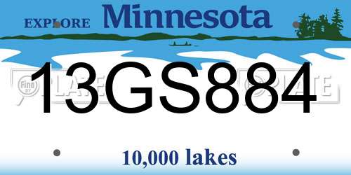 13GS884 Minnesota License Plate