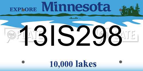 13IS298 Minnesota License Plate