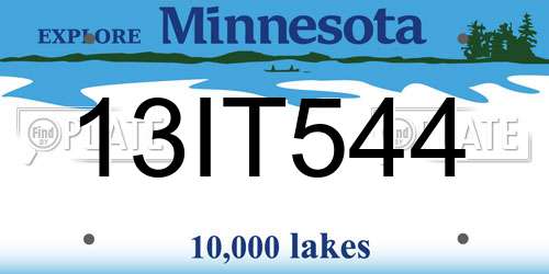 13IT544 Minnesota License Plate