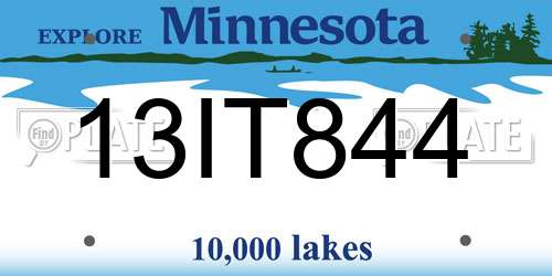 13IT844 Minnesota License Plate