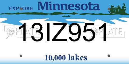 13IZ951 Minnesota License Plate