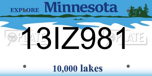 13IZ981 Minnesota License Plate