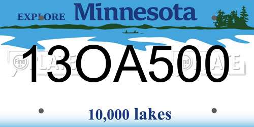 13OA500 Minnesota License Plate