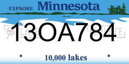 13OA784 Minnesota License Plate