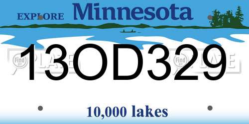 13OD329 Minnesota License Plate