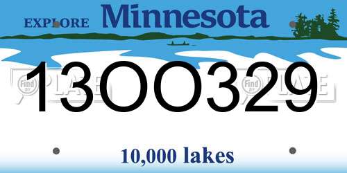 13OO329 Minnesota License Plate