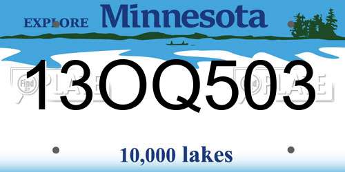 13OQ503 Minnesota License Plate