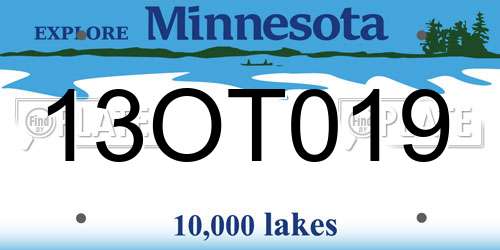 13OT019 Minnesota License Plate
