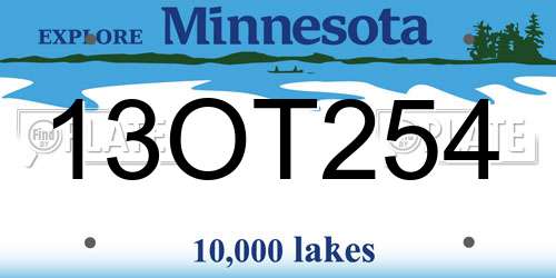 13OT254 Minnesota License Plate