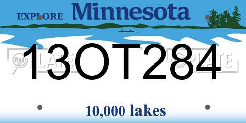 13OT284 Minnesota License Plate