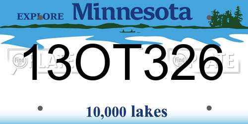 13OT326 Minnesota License Plate