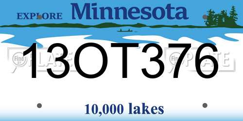 13OT376 Minnesota License Plate