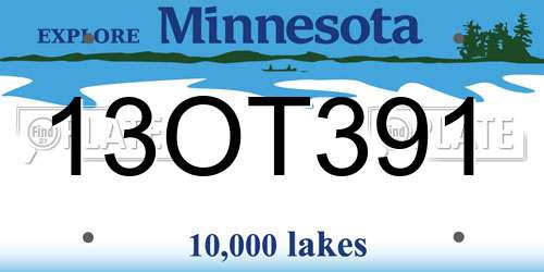13OT391 Minnesota License Plate