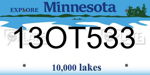 13OT533 Minnesota License Plate