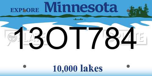 13OT784 Minnesota License Plate
